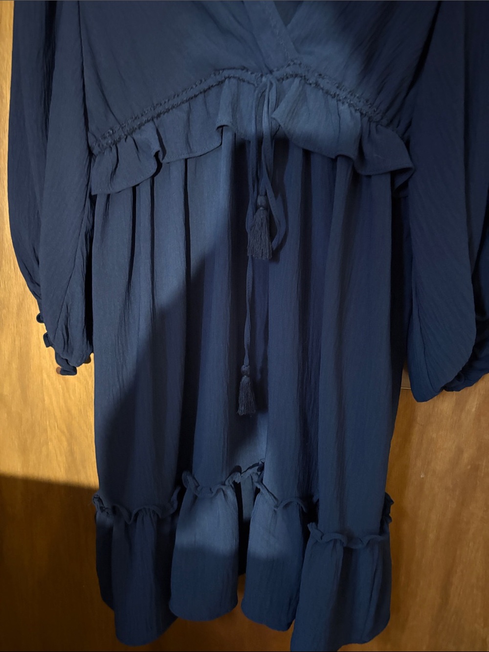 Max Studio Navy Blue V-Neck Long Sleeve Dress - Picture 4 of 5